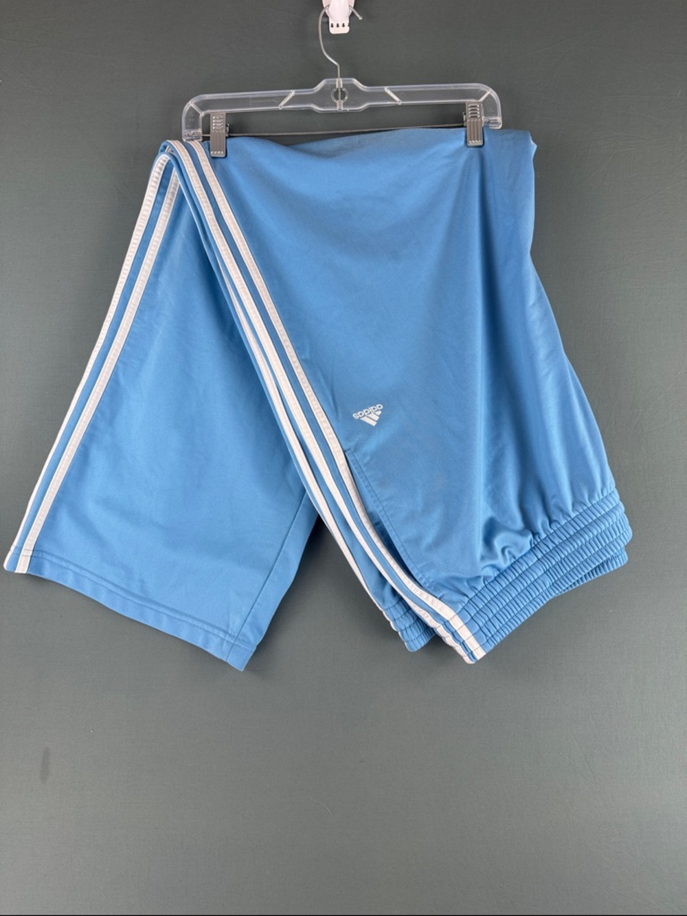adidas Light Blue Athletic Shorts with White Stripes